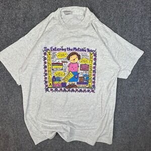 Vintage 90s Best Fruit of the Loom Metallic Years Graphic T-Shirt XL Grey USA